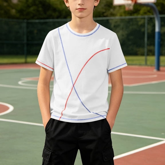 DAETIROS Boys Quick Dry Athletic Shirts Short Sleeve Crew Neck Workout T-Shirt Cooling Lightweight Sporty Summer Tee