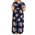thumbnail image 2 of asdoklhq Maternity Dress,Plus Size Women Casual O-Neck Summer Short Sleeve Print Loose Pocket Long Dress, 2 of 4