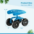 thumbnail image 3 of Costway Rolling Garden Cart Heavy Duty Workseat with 360° Swivel Seat & Adjustable Height Blue, 3 of 10