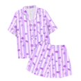 thumbnail image 4 of Conjunto de dos piezas para mujer con manga corta y cuello en V: pantalones cortos - Poliéster, transpirable, dos bolsillos grandes - Ropa informal/deportiva para correr/yoga/ocio, 4 of 7