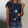 thumbnail image 5 of Womens Tie Dye Galaxy Space Print Graphic Tees Short Sleeve Crewneck Casual Summer Basic Tops Lightweight Elastic Blouses,Multicolor,XXL, 5 of 6