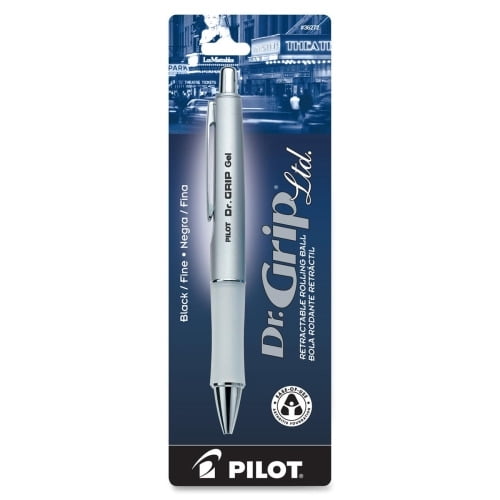 Pilot Dr. Grip Retractable Gel Rollerball Pens Fine Pen Point - 0.7 mm Pen Point Size - Refillable - Retractable - Black Gel-based Ink - Platinum Barrel - 1 Each