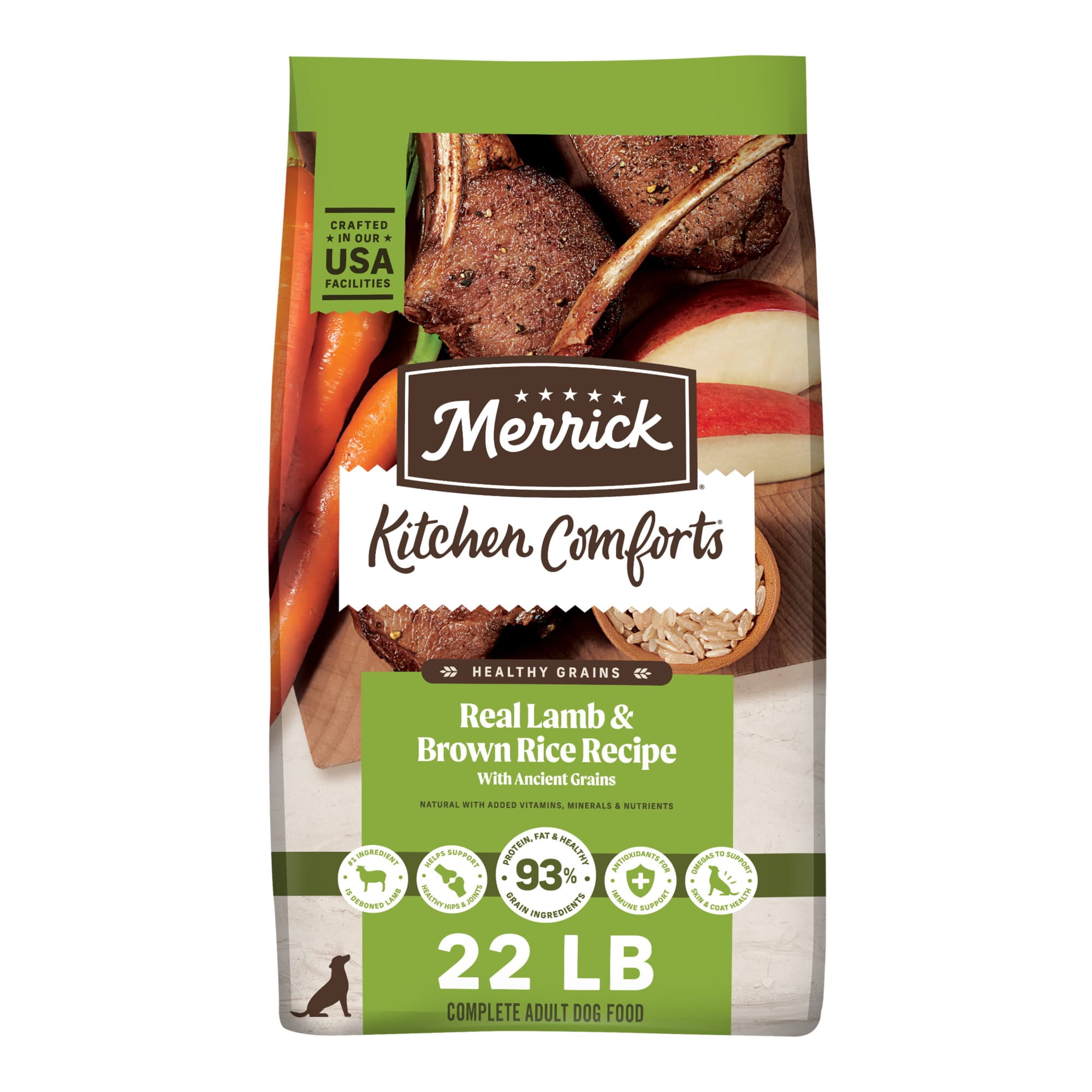 Merrick Kitchen Comforts Premium Real Deboned Lamb Adult Dry Dog Food, 22 lbs.