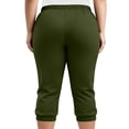 thumbnail image 7 of ersvoioy Plus Size Capris for Women Solid Color Elastic Waistband Straight Leg Trousers with Pockets for Summer Green XXXL, 7 of 7