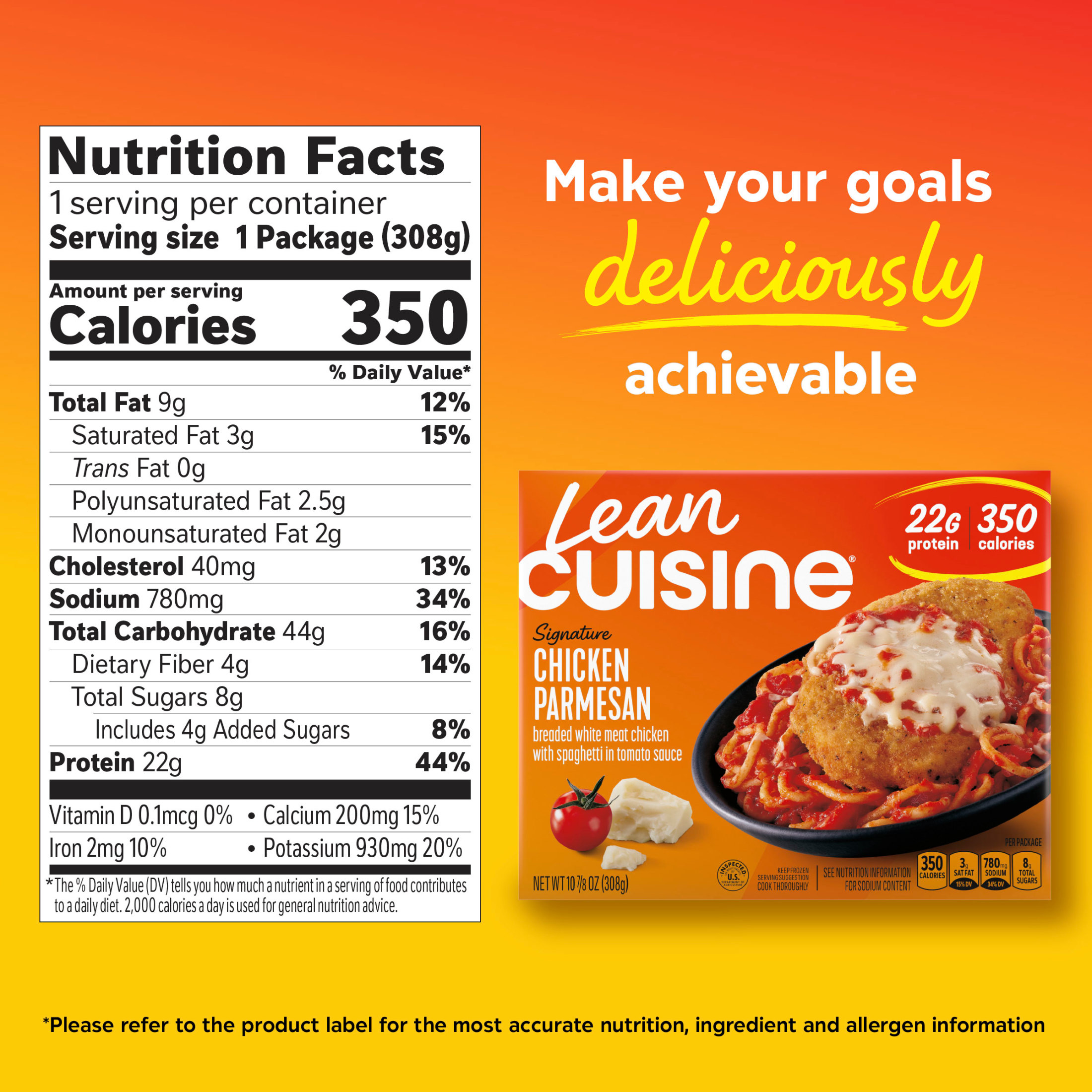 Lean Cuisine Chicken Parmesan Microwave Meals for Lunch or Dinner, 10.875 oz (Frozen)
