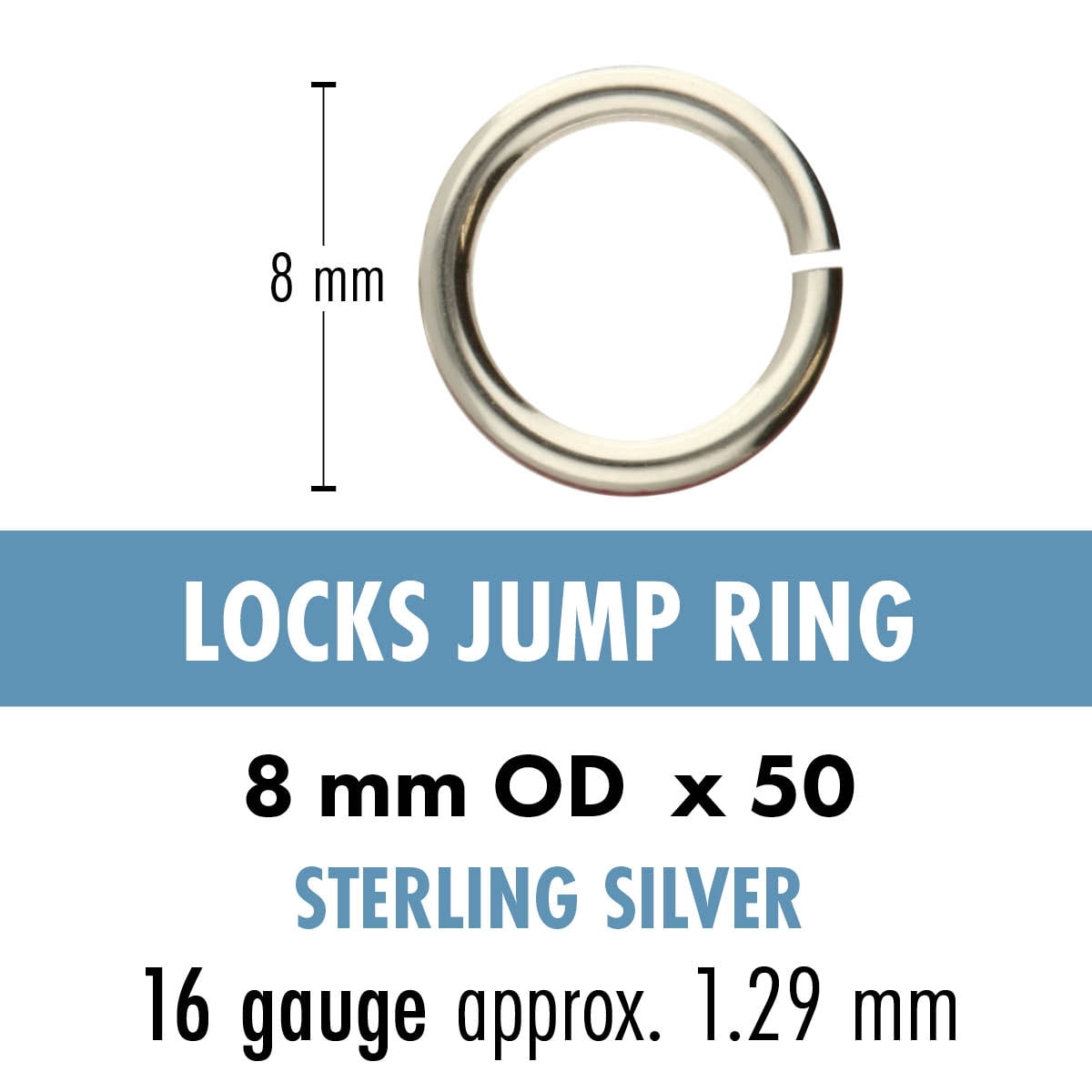 The Beadsmith Sterling Silver JumpLocks – 8 mm Jump Rings, 16 Gauge, 50pc