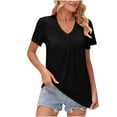 thumbnail image 2 of Aloohaidyvio Womens Tops under $10,Womens Summer Solid Color V-Neck Short Sleeve T-Shirt Loose Sports Tops, 2 of 5