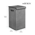 thumbnail image 3 of mDesign Large Laundry Hamper Basket with Hinged Lid and Attached Handles - Portable and Foldable for Compact Storage - Single Hamper Design, Textured Print with Solid Trim - Charcoal/Black, 3 of 7