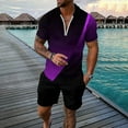 thumbnail image 2 of gvdentm Mens Matching Shirt And Shorts Set Mens Short Sets 2 Piece Outfits - Casual Summer Short Sleeve Sweatsuits Sets for Men Purple,XXXL, 2 of 4