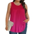 thumbnail image 2 of Dealovy Plus Size Tank Tops for Women Casual Sleeveless Crewneck Pleated Dressy Casual Blouses Gradient Color Tunic Top, 2 of 6