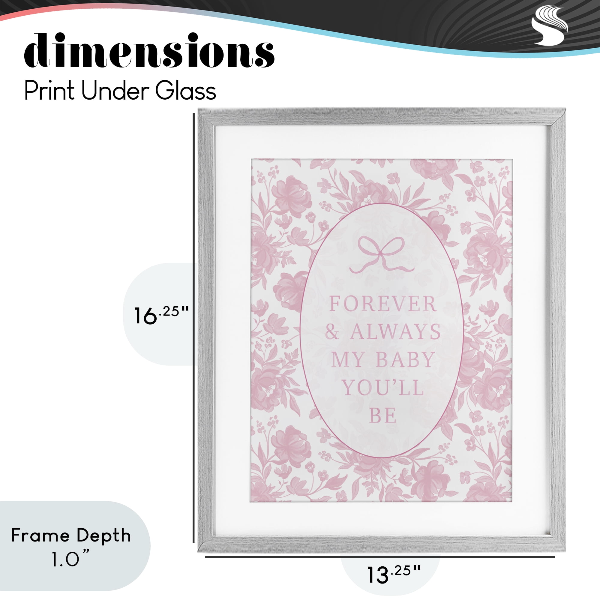 Stupell Industries Forever and Always Pink Florals Gray Framed Print Under Glass, design by Cherrywood Lane