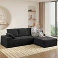 thumbnail image 4 of Miekor 103.5" Cloud Sectional Couch with L-Shape Chaise,Modern Modular Sofa with Deep Seat, Upholstered Couches for Living Room Bedroom,No Assembly Required, Black (Plush Corduroy Fabric) MK4104, 4 of 8