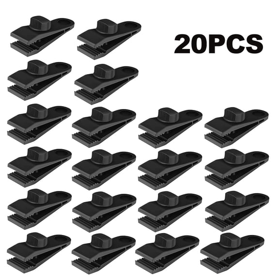 20 pieces Tarp Clips - Multifunctional tarpaulin clips, adjustable fastening clips for tents, covers, awnings, banners and gardening (black)