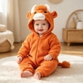 thumbnail image 3 of Cjfdfy Newborn Baby Animal Highland Cow Costume, Fleece Long Sleeve Hooded Jumpsuit Cute Infant Halloween Snowsuit Halloween Holiday Outfit Baby Animal Costumes Unisex 1-9Months, 3 of 9