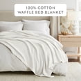 thumbnail image 2 of 100% Cotton Waffle Textured Soft Bed Blanket by Comfort Canopy, White, Queen, 2 of 8