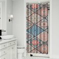 thumbnail image 2 of Small Stall Narrow Shower Curtain 36"W x 72"L – Tropical Bohemian Leaves, Mid-Century Abstract Boho Botanical Bathroom Decor, Vintage Floral Palm Leaf Pattern, Rustic Tribal Folk Style, 2 of 5