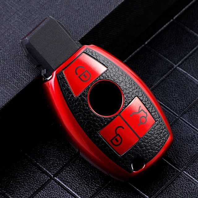 SPRING Car Remote Key Shell Case Leather TPU Stylish Car Key Fob Case-Cover For Mercedes For Benz E C S Class W204 W212 Red