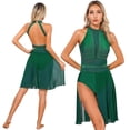 thumbnail image 2 of iiniim Women Lyrical Dance Halter Neck Sleeveless Tulle Flowy Leotard Dress A Green M, 2 of 7