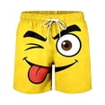 thumbnail image 4 of Qicasul Men's Funny Cartoon Face Print Shorts, 3D Funny Expression Casual Summer Pants with Elastic Waist,Yellow,L, 4 of 4