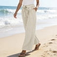 thumbnail image 5 of Womens Summer Casual Striped Pants Loose Wide Leg Lounge Pants Elastic Waist Palazzo Trousers with Pockets, 5 of 5