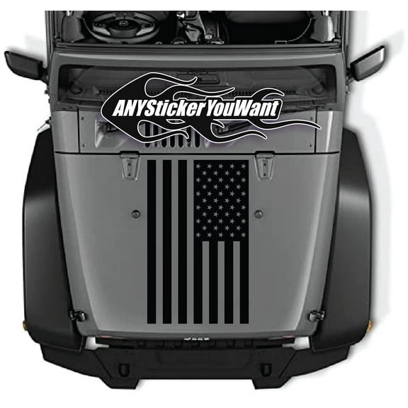 AnyStickerYouWant USA American Flag A USA Decal Sticker Stickers Fits & Compatible with Jeep Wrangler JK TJ YJ Hood Decal & About Any Vehicle Hood Flag 22" X 34"
