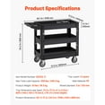 thumbnail image 3 of KFFKFF Utility Service Cart 360° Swivel Wheels 550lbs 3 Shelf (2 with Brakes),for Garage, Warehouse, Cleaning, Office & Workplace, 3 of 9