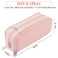 thumbnail image 4 of Rirool Large Capacity Pencil Case, 3 Zipper Compartments Pen Pouch for High School, College, Teachers, Office & Travel Use, Makeup Bag for Teens and Adults, Pink, 4 of 7