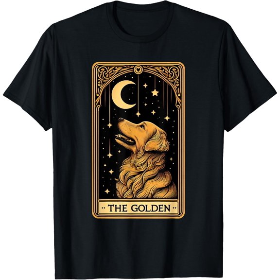 Golden Retriever Tarot Card Celestial Moon Men Women T-Shirt Size S-5XL