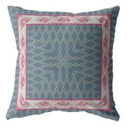 28 in. Nest Ornate Frame Indoor & Outdoor Throw Pillow, Pink & Blue