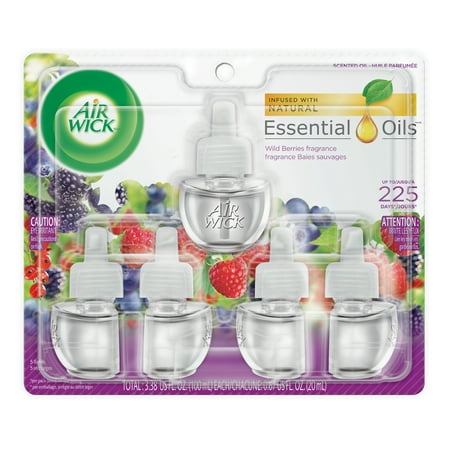 Air Wick plug in Scented Oil 5 Refills, Wild Berries, (5x0.67oz), Air Freshener, Essential