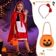 thumbnail image 2 of Benylion Girls Little Red Riding Hood Costume Halloween Cosplay Outfits Red Cape Dress With Cloak Headband Bag for 5-6 Years, 2 of 7