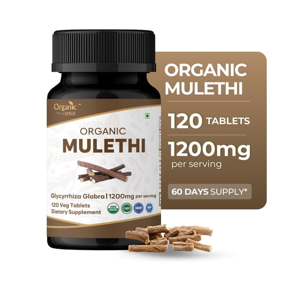 ORGANIC SPREE Mulethi (Licorice Root) 120 Tablets – USDA Organic Certified