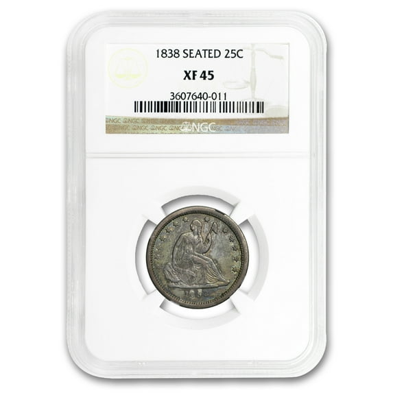 1838 Liberty Seated Quarter XF-45 NGC