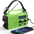 thumbnail image 1 of Radio meteorológica Raynic, 5000 mAh, manivela solar de emergencia, verde, 1 of 8