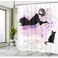 thumbnail image 5 of Ambesonne Kitten Shower Curtain, Girl and Cat, 69"Wx84"L, Black Lilac Lavender, 5 of 5