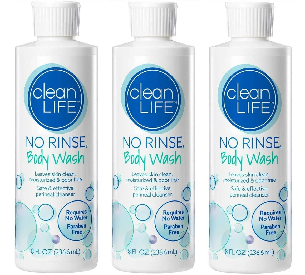 Clean Life No Rinse Body Wash 8 Fl. Oz Each Bottle 3 PACK