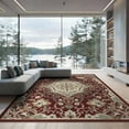 thumbnail image 2 of ODIKA 6'x9' Washable Area Rug Non-Slip, Chair-Friendly, Oriental Medallion With Distressed Floral Scroll Border Boho Flowing Dynamic for Dining Room, Under Table, Office Décor, 2 of 7