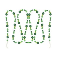 St. Patricks Day Wood Bead Garland Farmhouse Rustic Wooden Beads Garland for St. Patricks Day Home Wall Hanging Decoration