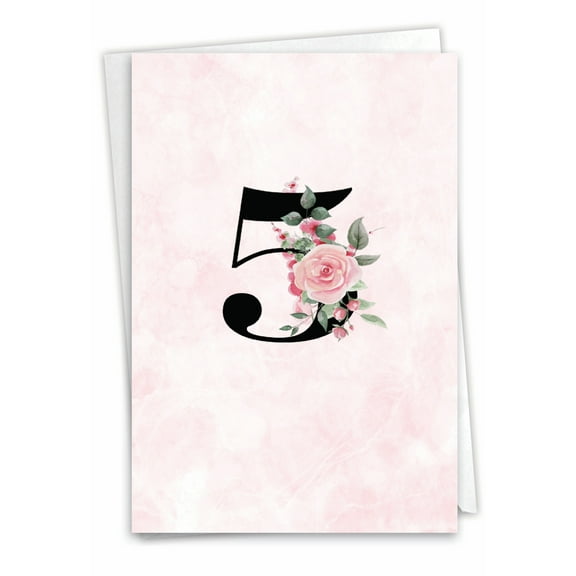 NobleWorks 5th Milestone Anniversary Greeting Card with 5 x 7 Inch Envelope (1 Card) Floral Couple 5 C10494MAG