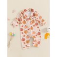 thumbnail image 3 of Suealasg Baby Girl Halloween Holiday Pajamas Long Sleeve Ghost Pumpkin Print Button Down Jumpsuit 3 6 12 18 24 Months Infant Girls Fall One Piece Pajamas, 3 of 7