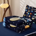 thumbnail image 6 of Manfei Cartoon Astronaut Initial J Zipper Queen Comforter Set with Fitted Sheet and 2 Pillowcases,Celestial Colorful Planets Zipper Bedding Set,Navy Blue Reversible,4pcs, 6 of 8