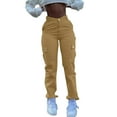 thumbnail image 2 of Cargo Jeans For Women Mid With Elastic Waist Plus Size Skinny Lifting Denim With Pockets, 2 of 7