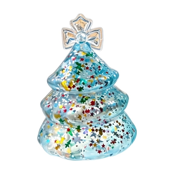 Christmas Tree Squishy Toy, Clear Tree Squeeze Ball Filled with Star Sequins, Slow Rising Fidget Stress Relief Toy, Anxiety Relief Sensory Toy for Kids Adults, Holiday Party Gift, Light Blue