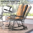 thumbnail image 3 of 3-Piece Outdoor Rocking Chair Bistro Set, Orange Foldable Patio Furniture with Steel Frame, Oxford Fabric & Tempered Glass Table for Garden, Terrace, Deck or Poolside Area, 3 of 7