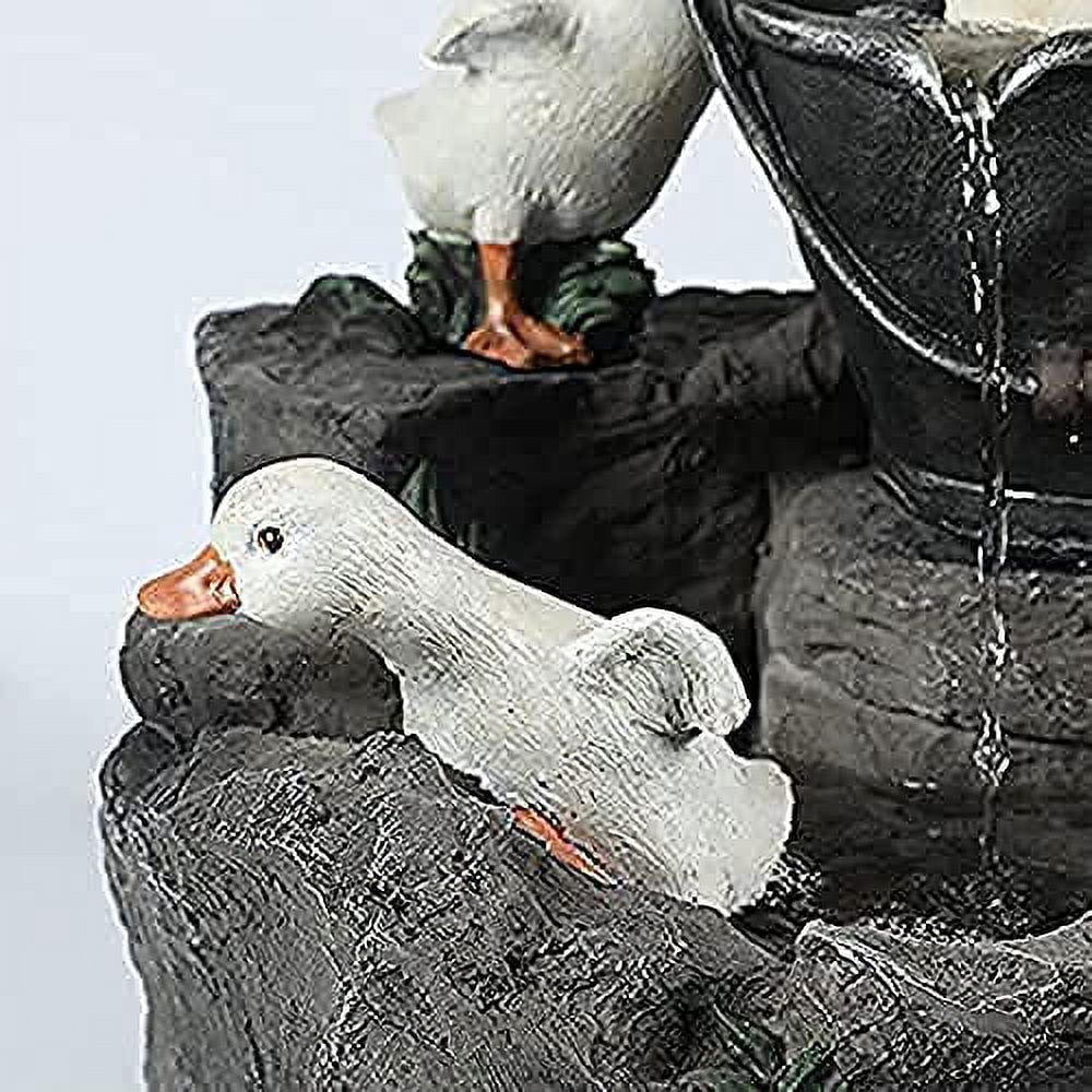 Nvzi Solar Light Resin Duck Fountain Outdoor, Multicolor