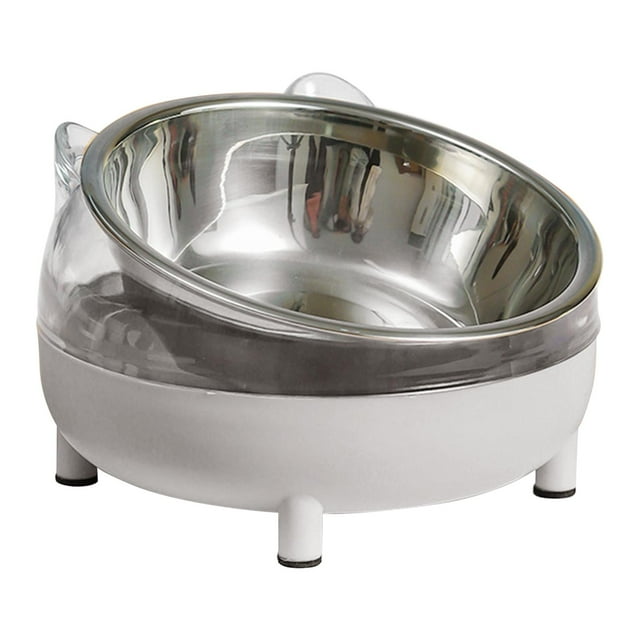 Yinanstore Raised Stainless Steel Bowl with Cat Stand , Gray