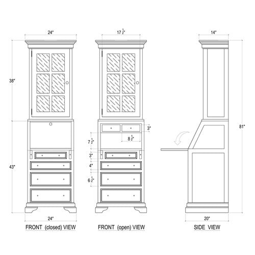 The Bramble Co John Han Narrow Secretary Desk With Hutch John Han Narrow Secretary Desk With Hutch
