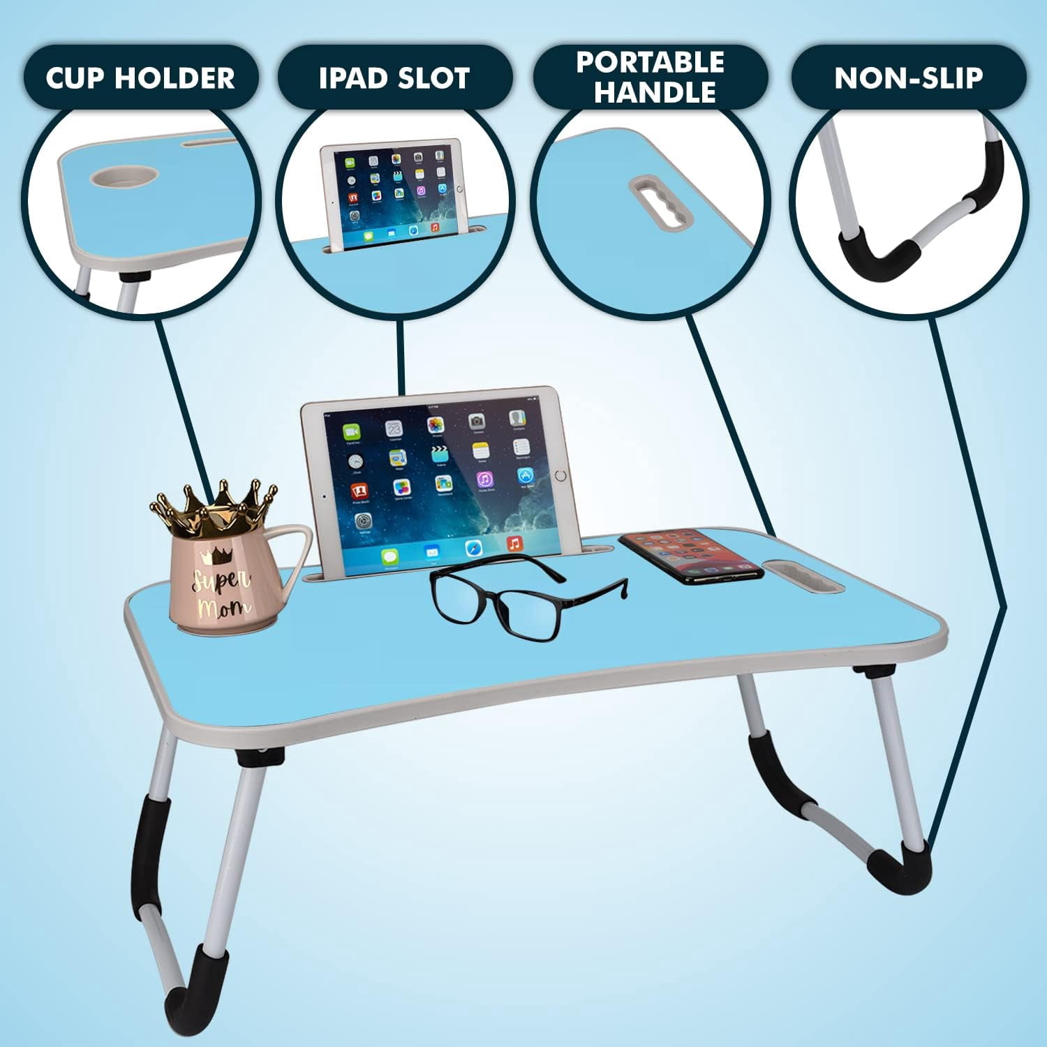MavoCraft / Folding Lap Desk for Bed and Sofa / Blue