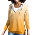 thumbnail image 5 of LEKWK Zip Up Hoodie Women Gradient Print Long Sleeve Lightweight Sweatshirt Drawstring Athletic Jacket with Pockets Activewear for Running Workout, 5 of 7