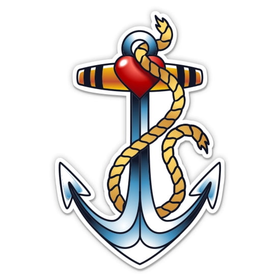 Anchor Classic Tattoo Style - 3" Vinyl Sticker - For Car Laptop Water Bottle Phone - Waterproof Decal